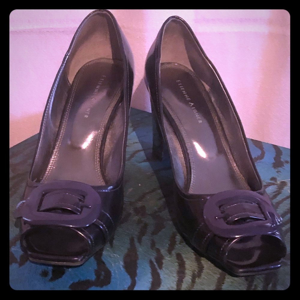 Etienne Aigner Deep Purple Patent Leather  Shoes